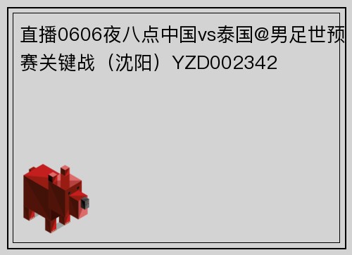 直播0606夜八点中国vs泰国@男足世预赛关键战（沈阳）YZD002342
