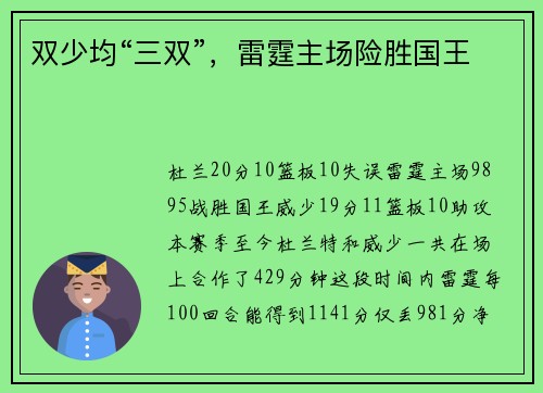 双少均“三双”，雷霆主场险胜国王